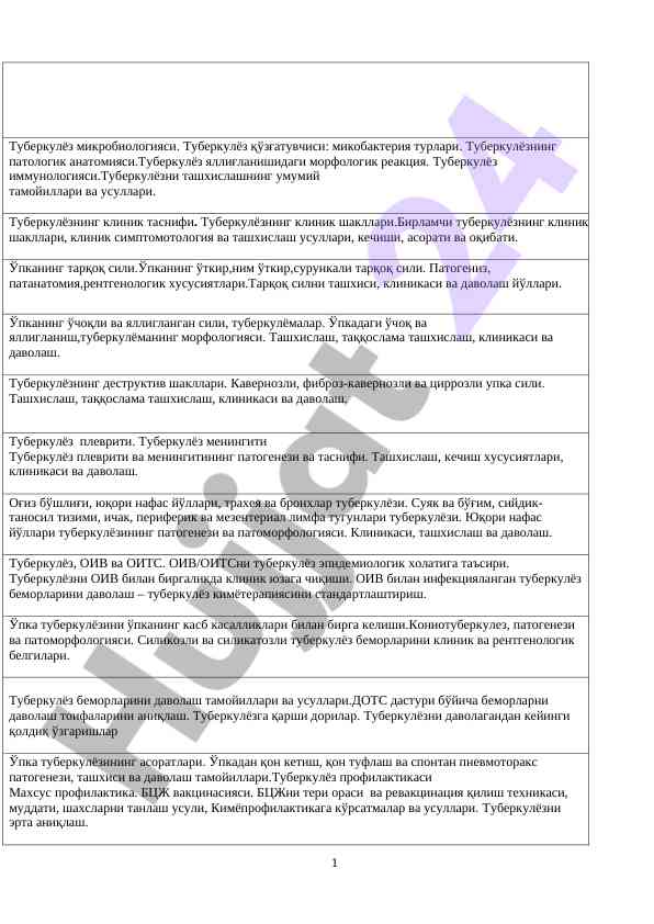 Tuberklöz mikrobiologiyasi va klinika asoslari