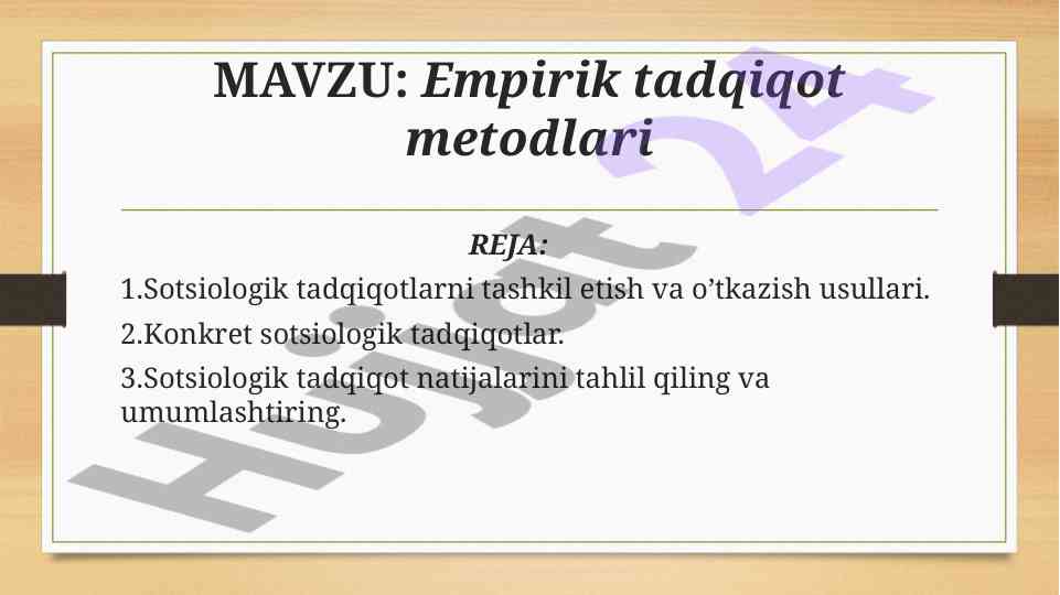 Empirik tadqiqot metodlari mavzusi