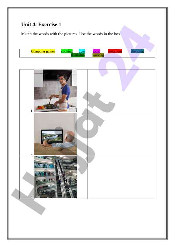 Unit 4 exercises for english language learning