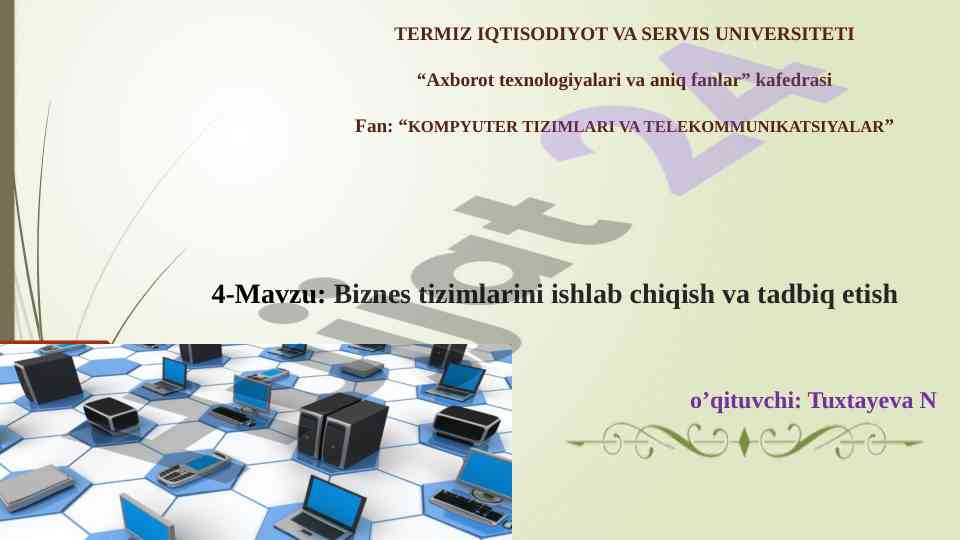 Biznes tizimlarini ishlab chiqish va tadbiq etish