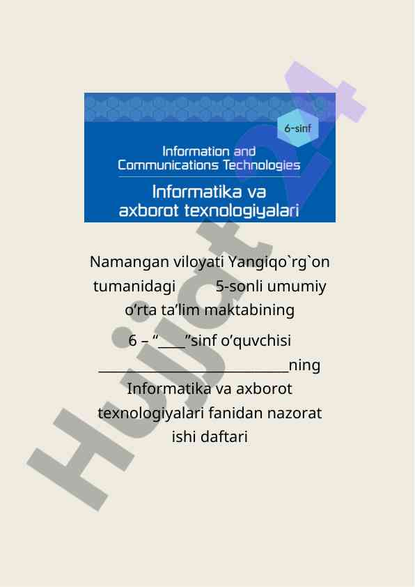Informatika va axborot texnologiyalari nazorat ishlari