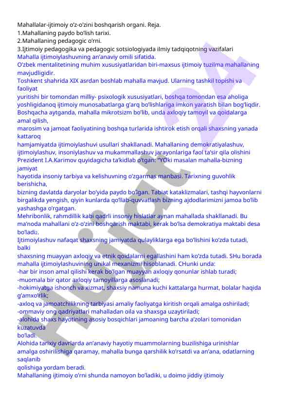 Mahallalar va ijtimoiy o'z-o'zini boshqarish organlari