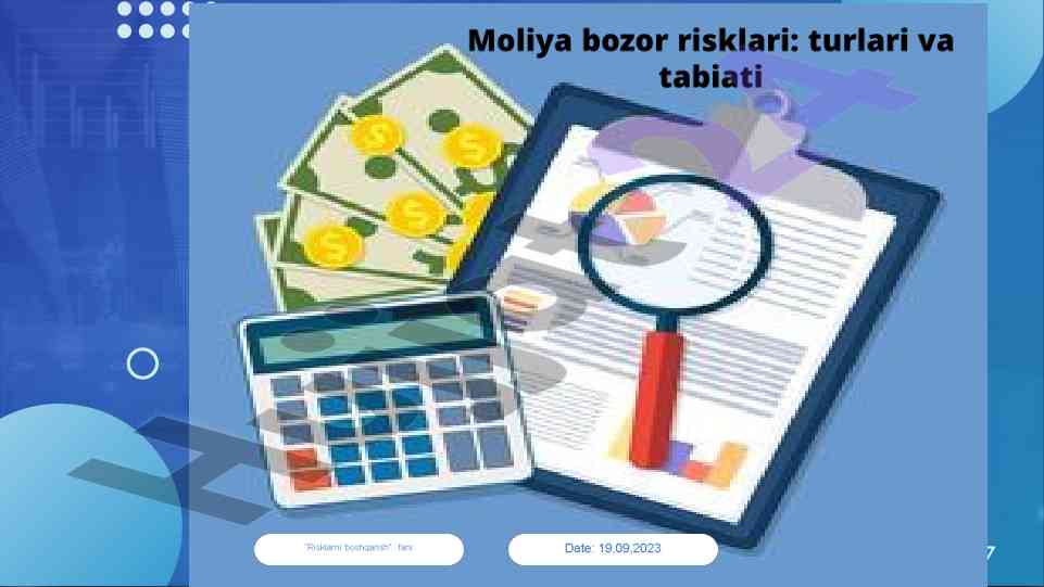 Moliya bozori turlari va funksiyalari