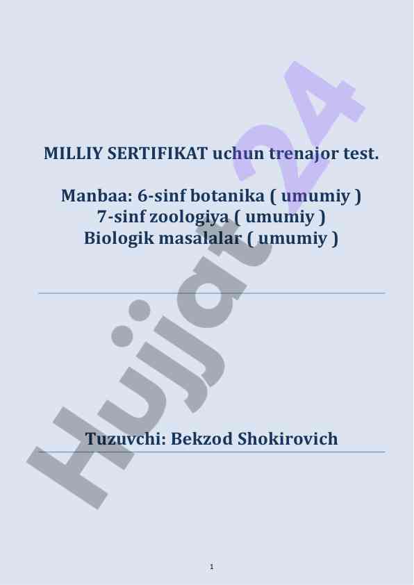 Milliy sertifikat uchun trenajor test