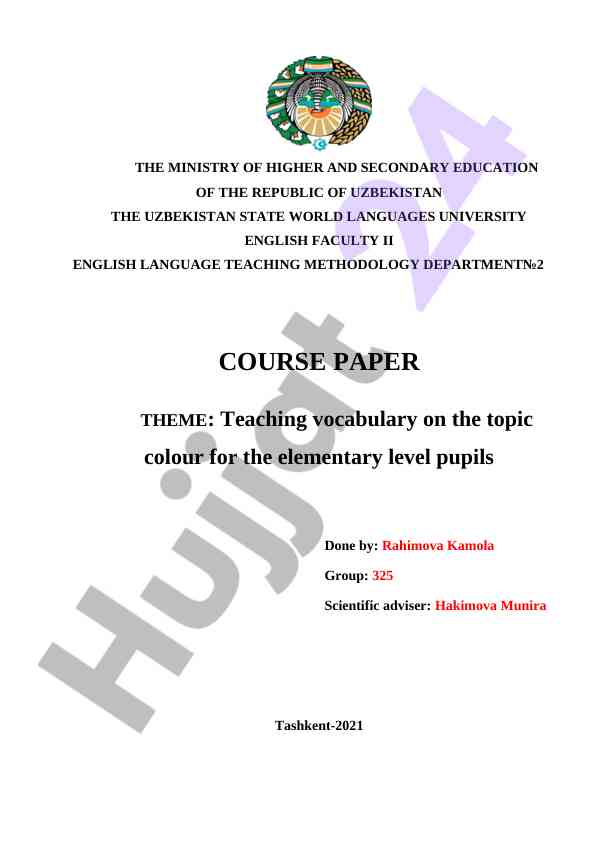 Teaching vocabulary for elementary pupils