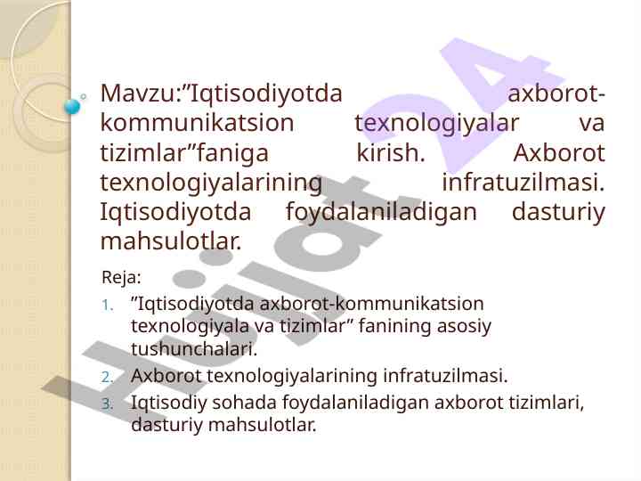 Iqtisodiyotda axborot-kommunikatsion texnologiyalar