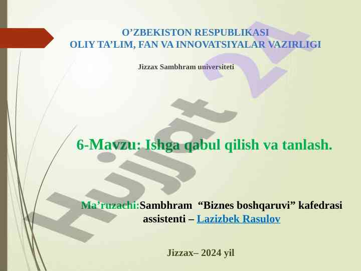 Ishga qabul qilish va tanlash tizimi