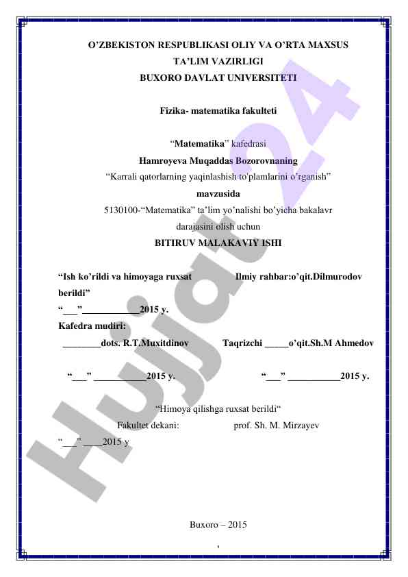 Karrali qatorlarning yaqinlashish to'plamlarini o'rganish