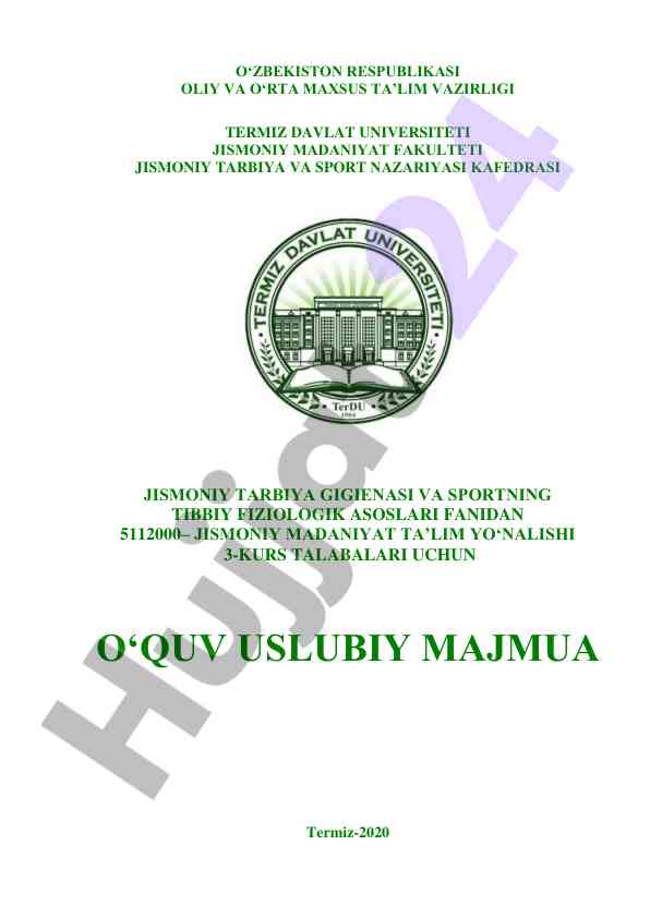 Jismoniy tarbiya gigiyenasi va sportning asoslari
