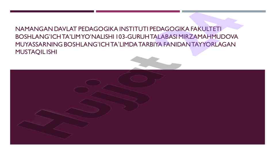 O'quvchilarning darsdan tashqari ma'naviy ishlari