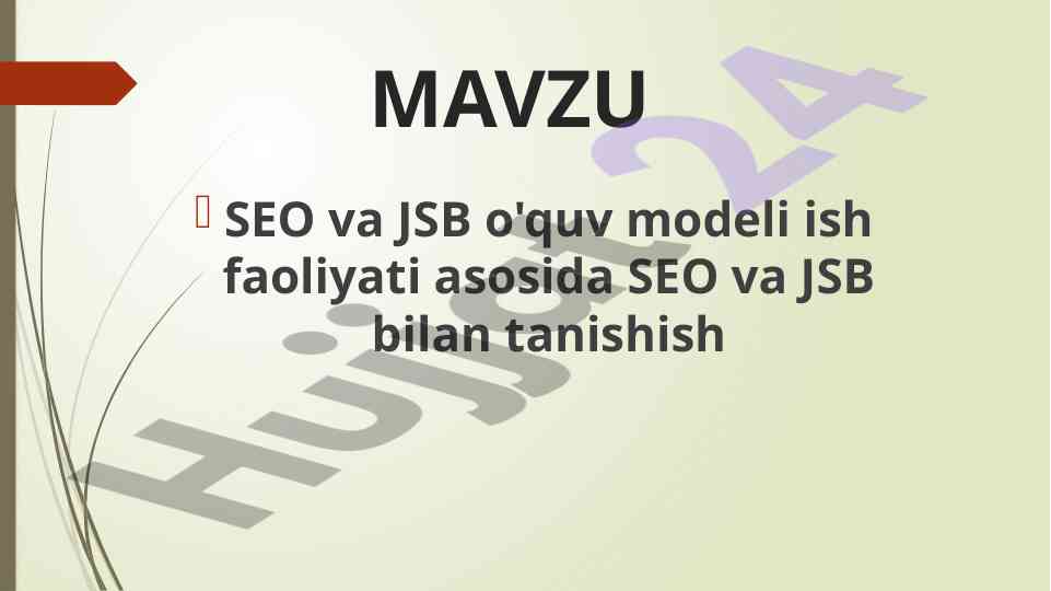 Seo va jsb o‘quv modeli faoliyati tushuntirish