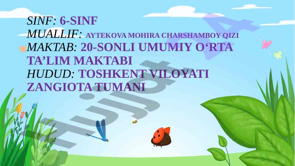 Bargning tashqi tuzilishini o‘rganish mavzusi