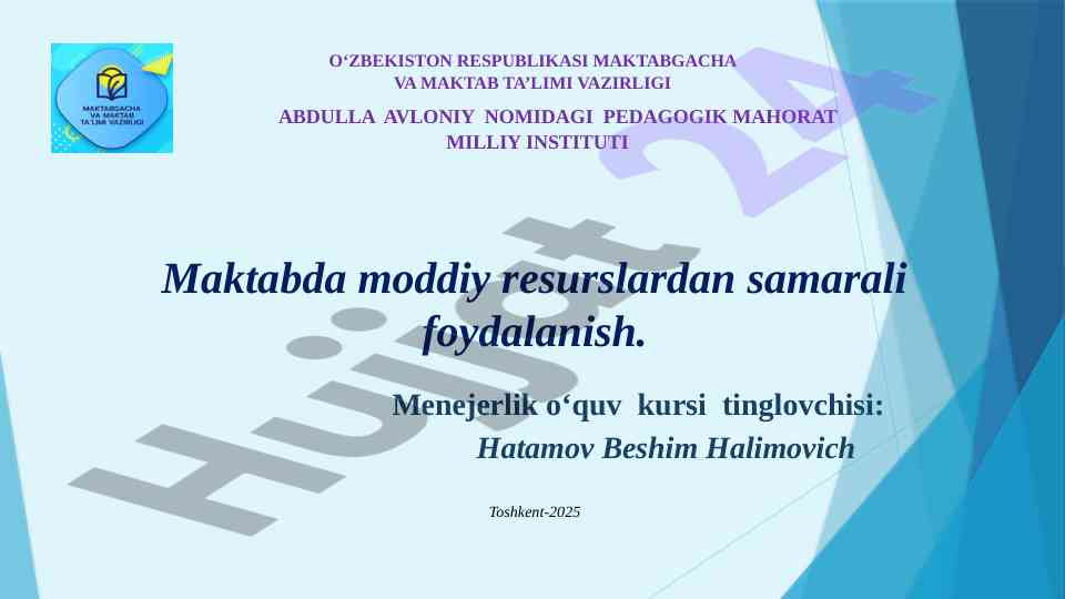 Maktabda moddiy resurslardan foydalanish strategiyalari