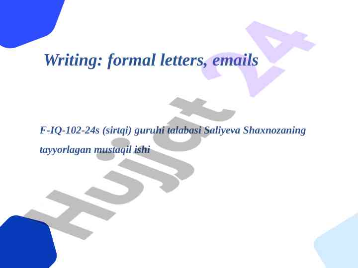 Structure of a formal letter for academic use
