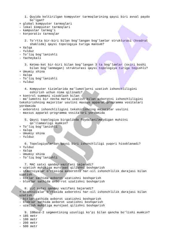 Kompyuter tarmoqlari topologiyalari haqida