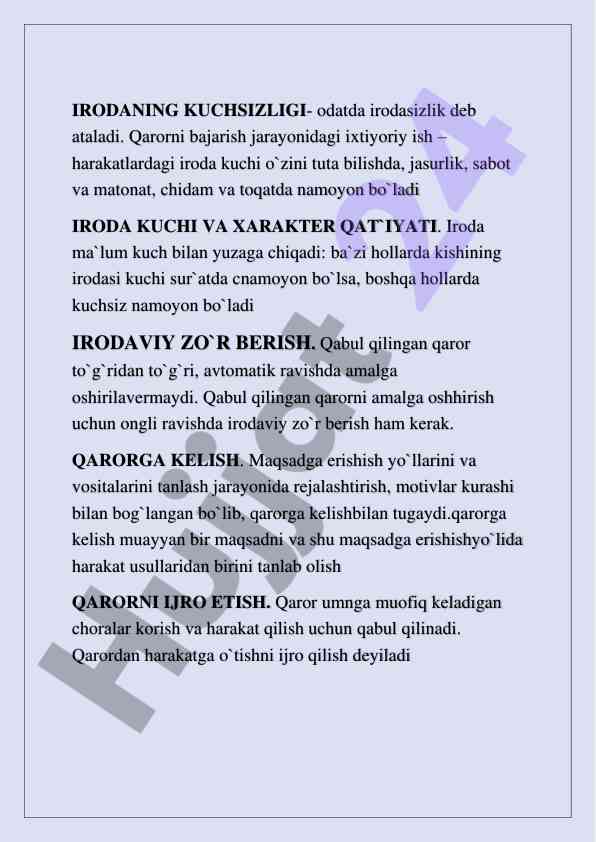 Irodasizlik va iroda kuchining ta'siri