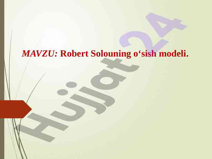 Robert solouning o‘sish modeli haqida tahlil