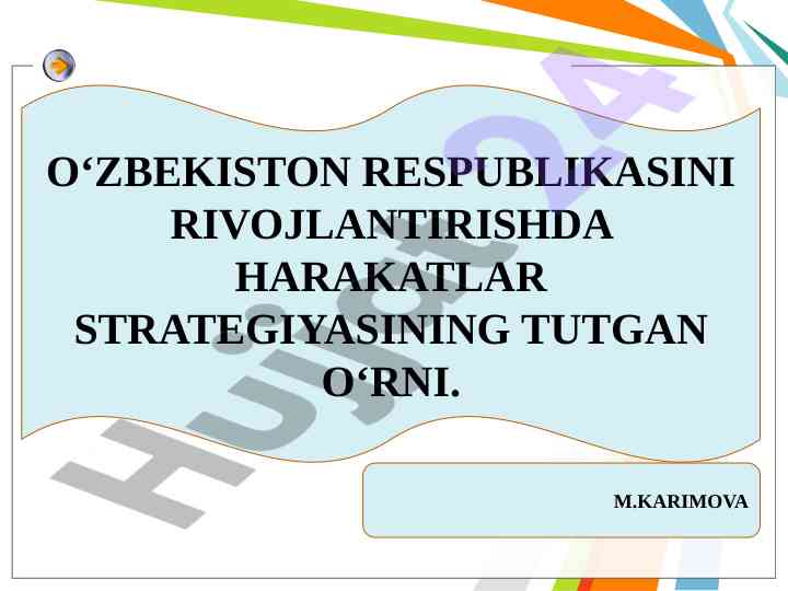 O‘zbekistonda rivojlantirish harakatlar strategiyasi