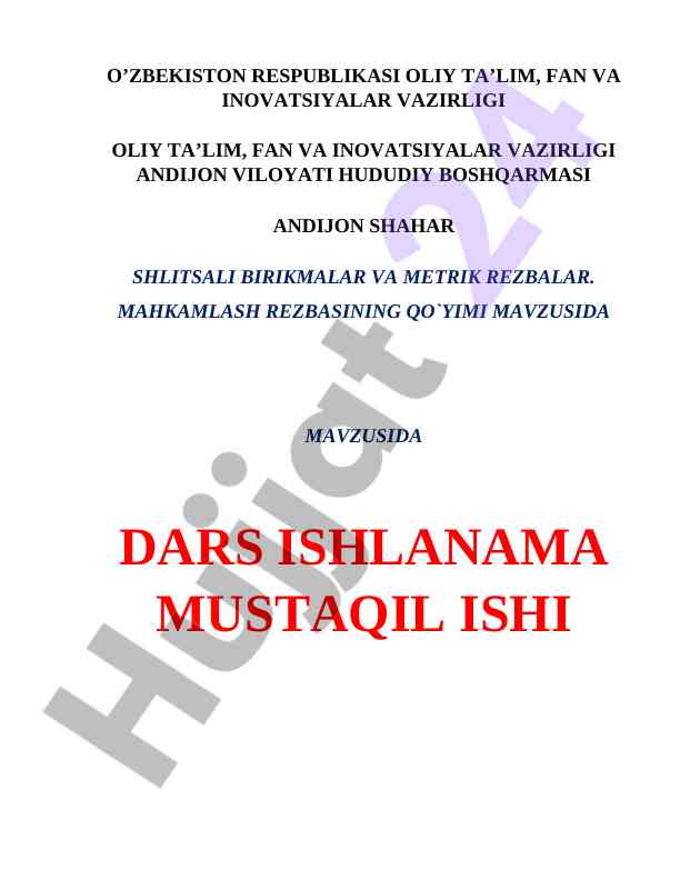 Shlitsali birikmalar va metrik rezbalar
