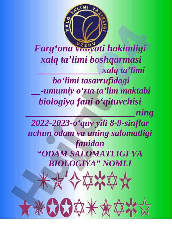 Odam salomatligi va biologiya to‘garak ma'lumotlari