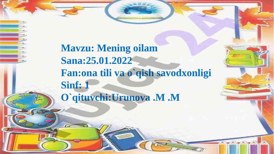 Ona tili va o‘qish savodxonligi darsi