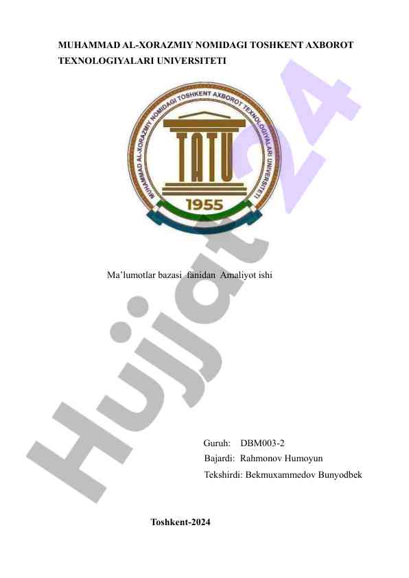 Agregat funksiyalarni o’rganish bo’yicha amaliy ish