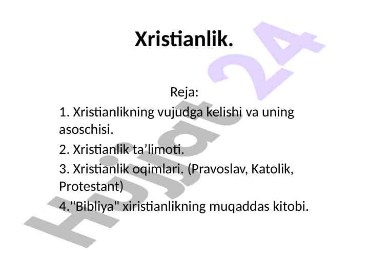 Xristianlik ta’limoti va oqimlari tahlili