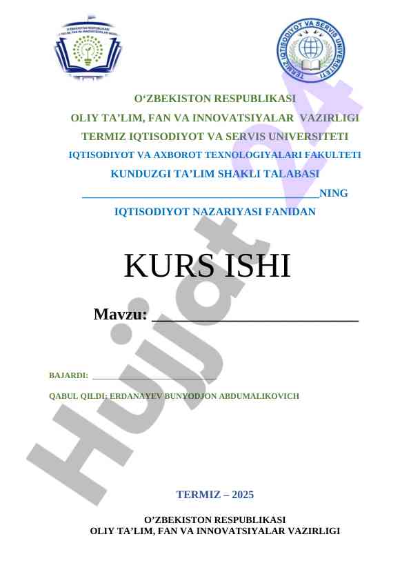 Iqtisodiyot nazariyasi bo‘yicha kurs ishtirokiga ariza