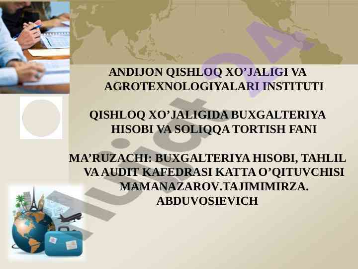 Buxgalteriya hisobi va soliqqa tortish fani