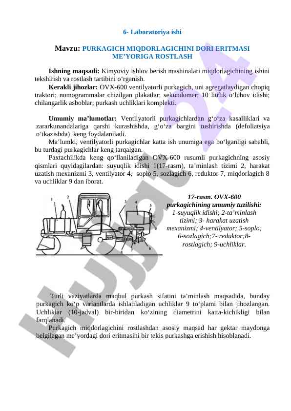 Purkatgich miqdorlagichini dori eritmasi me’yoriga rostlash