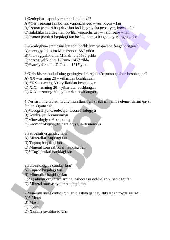 Geologiya fanining asosiy qoidalari va tarixi
