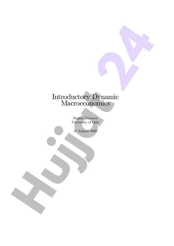 Dynamic macroeconomics fundamentals and models