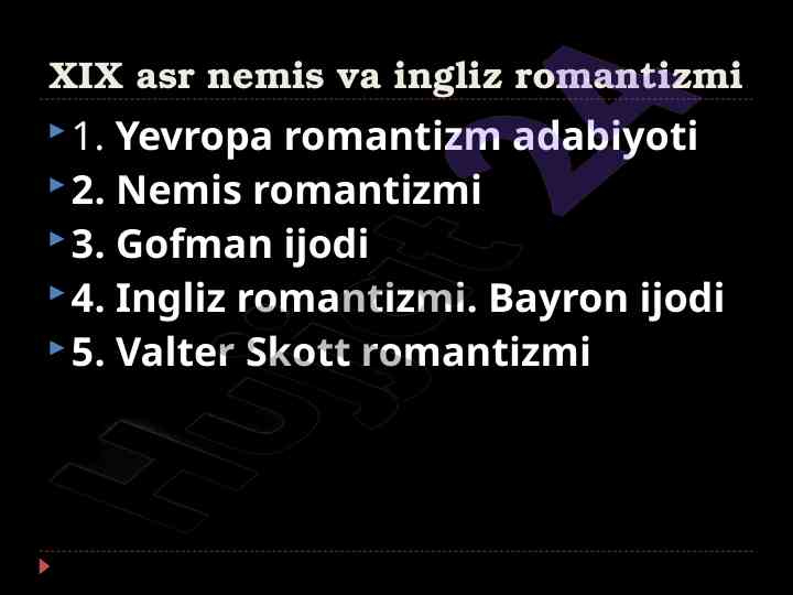 Xix asr nemis va ingliz romantizmi haqida tahlil