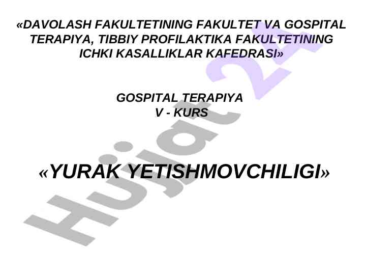 Yurak yetishmovchiligi ta'rifi va etiologiyasi