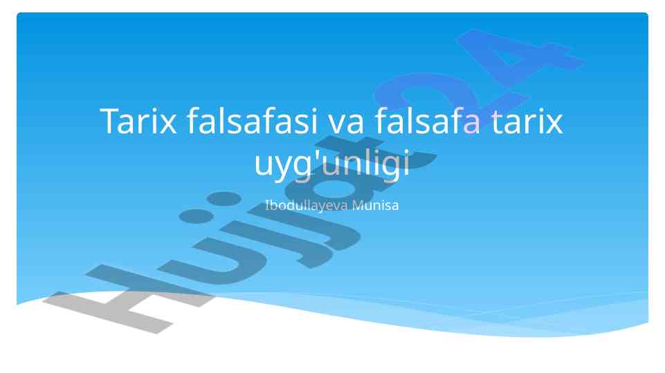 Tarix falsafasi va falsafa tarixi uyg'unligi