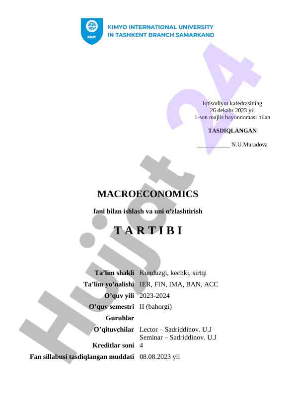 Makroiqtisodiyot fani bilan ishlash taqdimoti