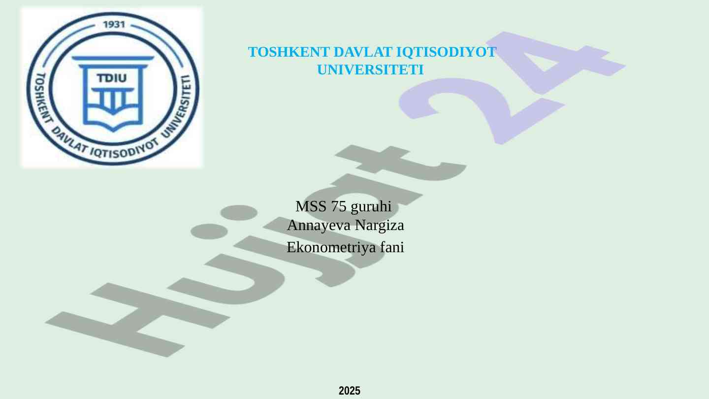 Ekonometriya fani boyicha mavzu tahlili