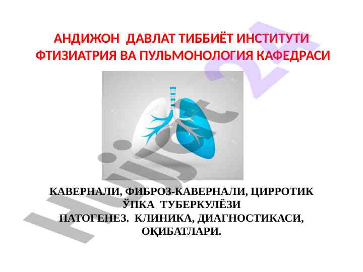 Кавернали туберкулёз патогенезининг клиникаси ва диагностикаси