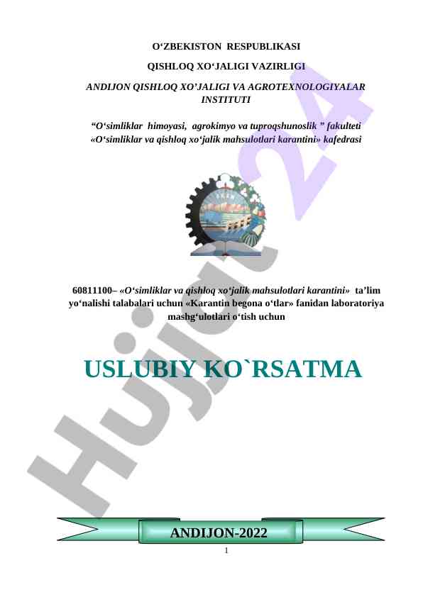Karantin begona o‘tlar laboratoriya mashg‘ulotlari