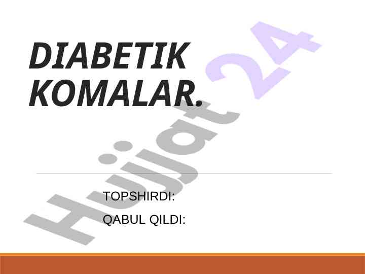 Diabetik komalar: gipoglikemik va giperglikemik holatlar