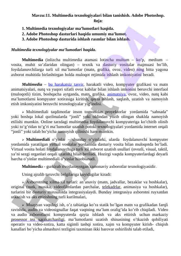 Multimedia texnologiyalari bilan tanishish