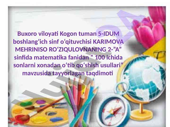 Matematika fanidan 100 ichida sonlarni qo‘shish usullari