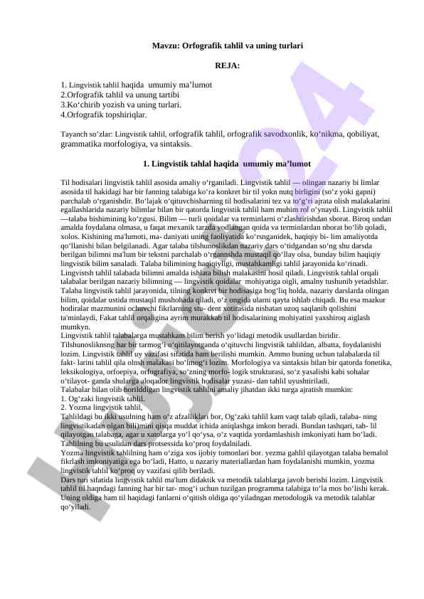 Orfografik tahlil va uning turlari