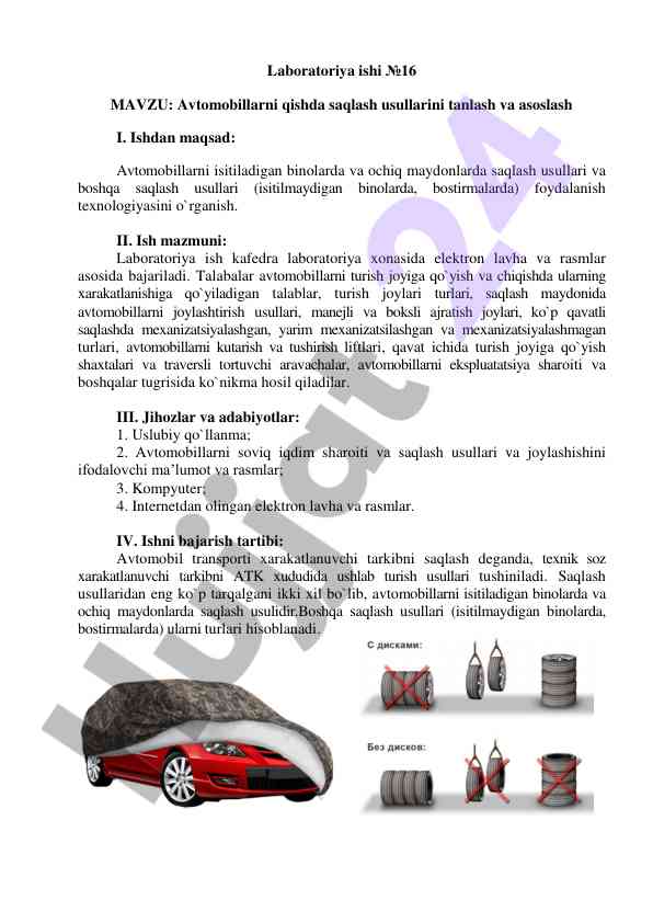 Avtomobillarni qishda saqlash usullari analizi