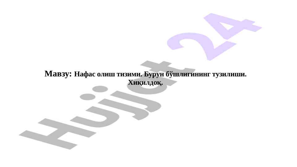 Нафас олиш тизими ван бурун böshlig‘i