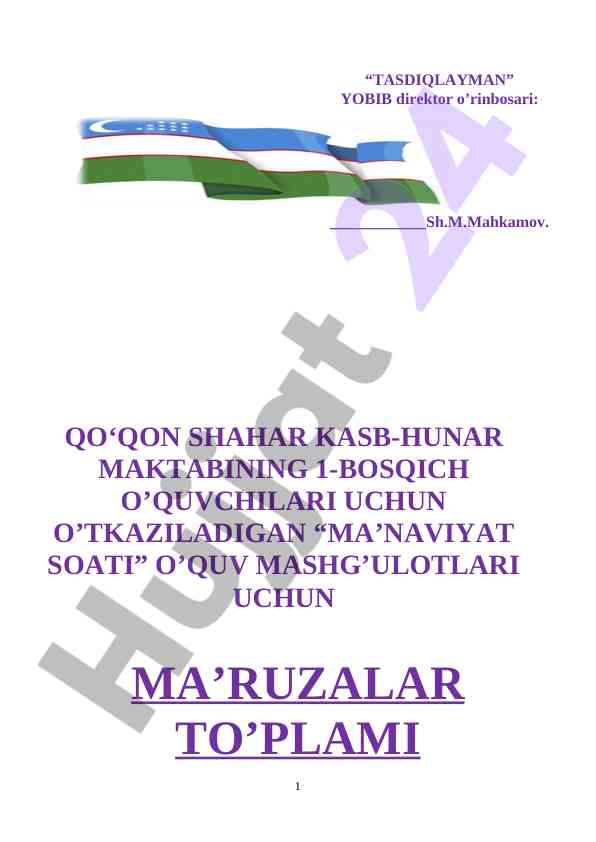 Ma’naviyat soati o‘quv mashg‘ulotlari uchun ma’ruzalar