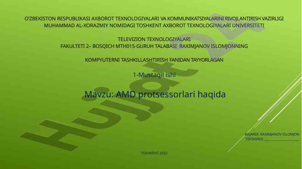 Amd protsessorlari haqida tahlil maqolasi