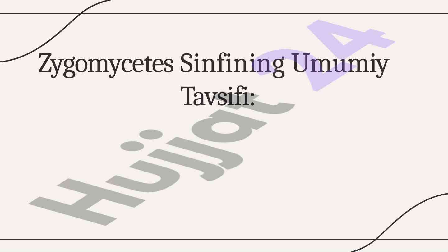 Zygomycetes sinfining umumiy tavsifi va oziqlanishi