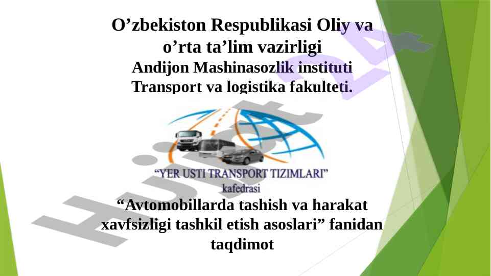 Yuk tashish marshrutlarini tuzish laboratoriya ishlari