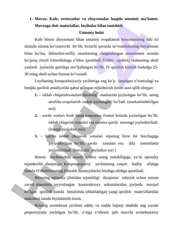 Kafe va restoranlar tizimi haqida ma’lumot
